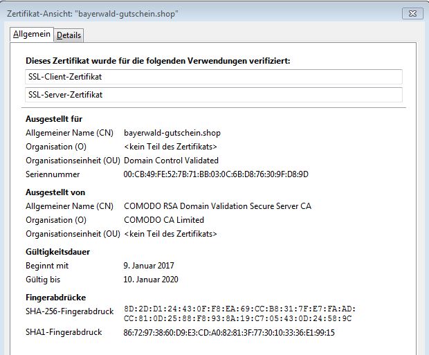 SSL Zertifikat bayerwald-gutschein.shop